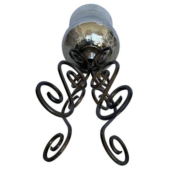 Home Essentials & Beyond 16" Wrought Iron Mercury Glass Hurricane Candle Holder - Picture 4 of 12